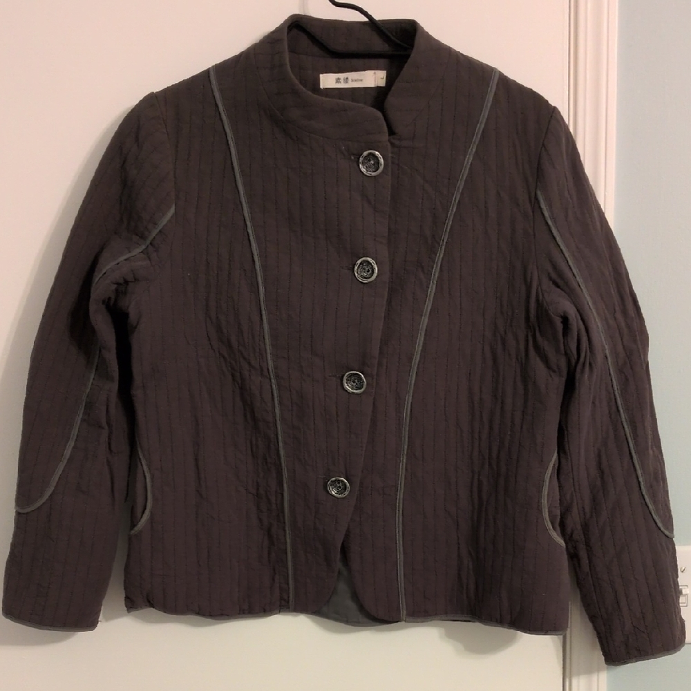 Women's Dark Brown Quilted Button Closure